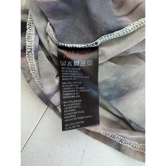 Urban Outfitters Shirt Womens Small Gray Womens Tie-Dye Mesh Top Y2K Cropped 90s - Picture 9 of 11